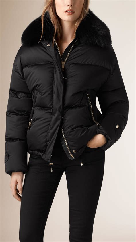 burberry fox fur trim down puffer jacket|Women’s Puffer Jackets .